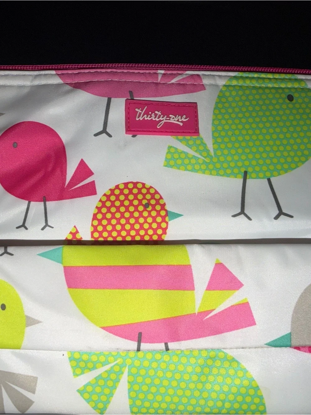 thirty-one Bright Bird Print Pouch - Pink, Lime, Aqua, Yellow